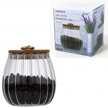 Банка для зберігання ARDESTO Fresh Vintage, 750мл, скло, бамбук, прозорий Банка для зберігання ARDESTO Fresh Vintage, 750мл, скло, бамбук, прозорий