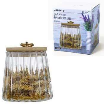 Банка для зберігання ARDESTO Fresh Vintage, 650мл, скло, бамбук, прозорий Банка для зберігання ARDESTO Fresh Vintage, 650мл, скло, бамбук, прозорий