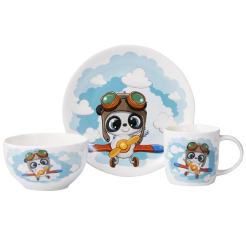 Набір дитячого посуду Ardesto Panda pilot, 3 предмети, порцеляна