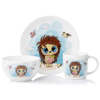 Набір дитячого посуду Ardesto Sweet hedgehog білий AR3455HS