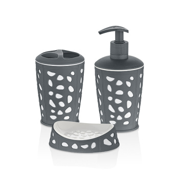 Набір для ванної кімнати 3в1 EmayHome Grey-White Stone