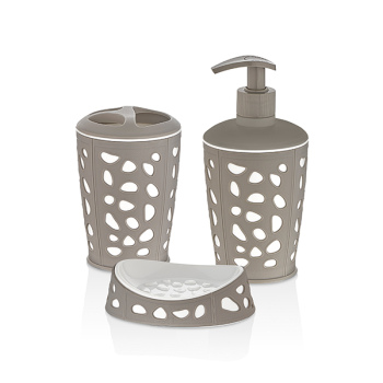 Набір для ванної кімнати 3в1 EmayHome Beige-White Stone