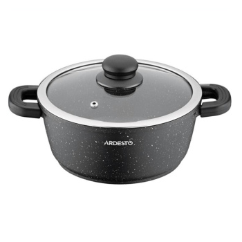 Каструля зі скляною кришкою ARDESTO Gemini Anzio, 3.1л, алюміній, чорний Каструля зі скляною кришкою ARDESTO Gemini Anzio, 3.1л, алюміній, чорний