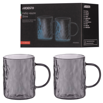 Набір чашок ARDESTO Shine, 260мл, прозорий AR2626GG Набір чашок ARDESTO Shine, 260мл, прозорий AR2626GG