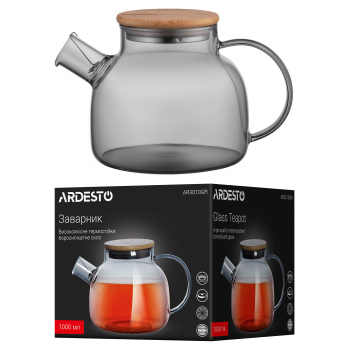 Заварник ARDESTO Graphite, 1000мл, боросилікатне скло, бамбук, cірий AR3010GR Заварник ARDESTO Graphite, 1000мл, боросилікатне скло, бамбук, cірий AR3010GR