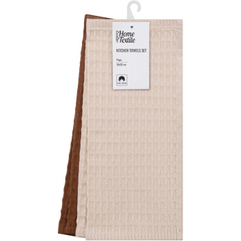 Набір рушників для кухні ARDESTO Pique 30x30см, 4шт, 100% бавовна, молочний, коричневий Набір рушників для кухні ARDESTO Pique 30x30см, 4шт, 100% бавовна, молочний, коричневий