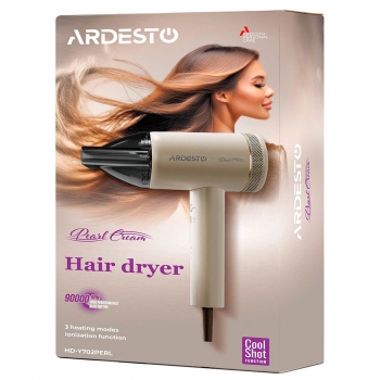 Фен Ardesto Pearl Cream HD-Y702PERL, 1500-1800Вт, 3 швидкості, 3 темп.режими, магнітні насадки,бежевий Фен Ardesto Pearl Cream HD-Y702PERL, 1500-1800Вт, 3 швидкості, 3 темп.режими, магнітні насадки,бежевий