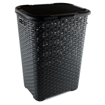 Прямокутна корзина для білизни DÜNYA Anthracite Rotang 60л