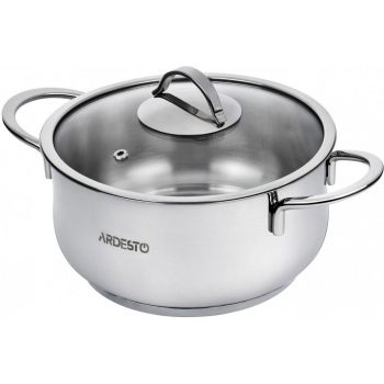 Каструля зі скляною кришкою Ardesto Black Mars, 1.8л, нержавіюча сталь Каструля зі скляною кришкою Ardesto Black Mars, 1.8л, нержавіюча сталь