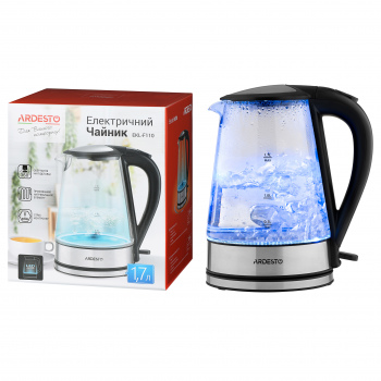 Електрочайник ARDESTO 1.7л, Strix, скло, чорний Електрочайник ARDESTO 1.7л, Strix, скло, чорний